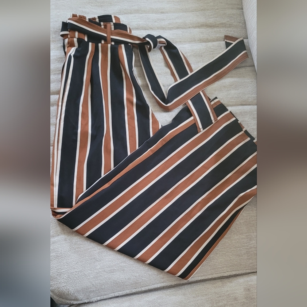 Striped Black and Brown Womens Trouser Pants